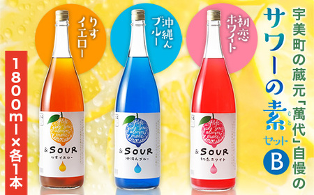 サワー 萬代自慢 サワーの素 1800ml 3種 セットB [小林酒造本店 福岡県 宇美町 um40azo740012] お酒 フルーツサワー 1.8L