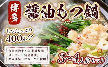 もつ鍋 博多醤油もつ鍋 3〜4人前 セット [MEAT PLUS 福岡県 宇美町 um40azp010013]
