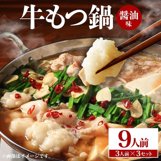 牛もつ鍋 醤油味 9人前（3人前×3セット）PE002