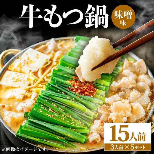 牛もつ鍋 味噌味 15人前（3人前×5セット） PE007
