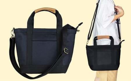 ワックス ショルダートートバッグ 帆布 本革持手 2way ブラック WZ003-1