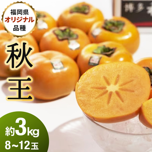 【先行予約】福岡産(柿)秋王(あきおう)約3kg箱(8-12玉)(篠栗町)【NF008】