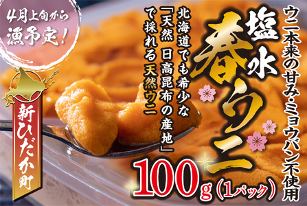 [ 2026年4月上旬より発送 ] うに 北海道 100g 使用するのは塩水のみ 日高沖産 塩水 生雲丹 春ウニ エゾバフンウニ [ 予約受付 ]