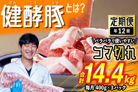 [定期便12回] 北海道産 健酵豚 小間切れ 計 1.2kg (全14.4kg)