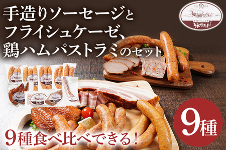 手造りソーセージ フライシュケーゼ 鶏ハムパストラミのセット(Iセット) ウィンナー フライシュケーゼ ベーコン パストラミ うえすたん セット 詰め合わせ 福岡県 志免町