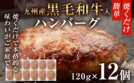 九州産黒毛和牛入ハンバーグ ハンバーグ 肉 牛肉 豚肉 120g×12個入 個包装 焼くだけ 黒毛和牛 九州産 贅沢 本格 お店の味 和牛 牛 豚 冷凍 おかず お弁当 簡単調理 お肉 惣菜 ジューシー アレンジ