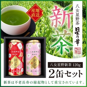 A1502.[新茶]八女星野茶(120g×2缶)/2025年5月〜7月中旬頃発送[八女茶]