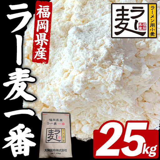 福岡県産 小麦 ラー麦一番 (25kg) 国産 福岡県産 ブランド 小麦 小麦粉 餃子 パン アレンジ ちくしW2号 ラーメン用 ラーメン 焼きそば ちゃんぽん パン作り 25kg [FUKUOKA MIOTSUKUSHI]as55-046