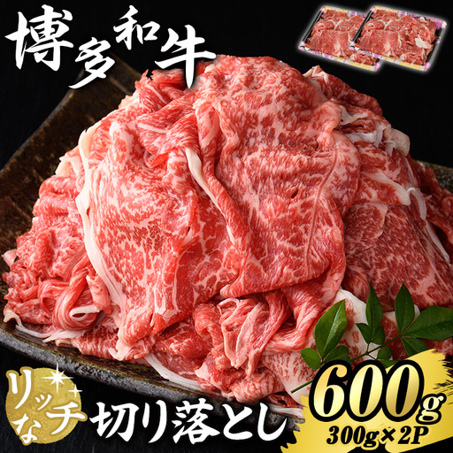 博多和牛 リッチな切り落とし(計600g・300g×2P) 国産 九州産 福岡県産 牛肉 和牛 黒毛和牛 お肉 切り落とし 切り落し きりおとし お肉 肉じゃが 牛丼 カレー 炒め物 総菜 冷凍 【エム・ケイ食品】as56-004