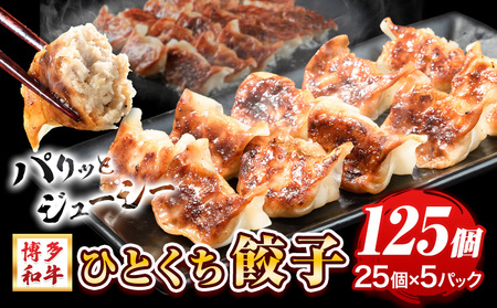 餃子 一口餃子 ひとくち 博多和牛 冷凍 25個 × 5パック 125個 清柳食産[30日以内に順次出荷(土日祝除く)]九州産 牛 肉 送料無料 冷凍 鞍手郡 鞍手町 牛肉 肉料理 和牛 博多和牛 揚げ餃子 水餃子