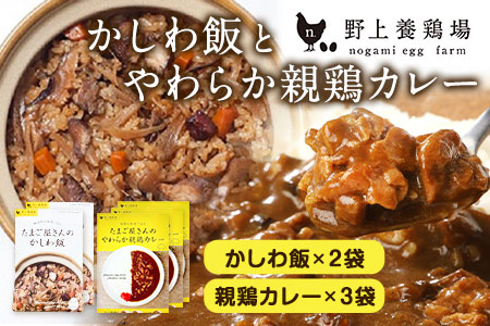 たまご屋さんのかしわ飯とやわらか親鶏カレー 計5袋 300g×5袋 野上養鶏場 送料無料 [60日以内に出荷予定(土日祝除く)] 福岡県 鞍手郡 鞍手町 味宝卵 かしわ飯 カレー