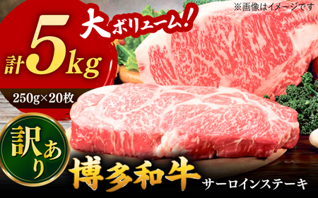 [ 訳あり ] 博多和牛 サーロイン ステーキ セット 5kg(250g×20枚)▼ 黒毛和牛 牛肉 焼き肉 焼肉 牛丼 わけあり 訳アリ 桂川町/株式会社 MEAT PLUS[ADAQ028]