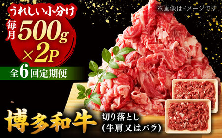 [全6回定期便][たっぷり大容量!]博多和牛 切り落とし 1000g(500g×2P) ▼博多和牛 肉 牛肉 切り落とし 牛切り落とし 冷凍 桂川町/株式会社 MEAT PLUS [ADAQ015] 60000 60000円