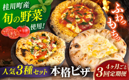 【4か月ごとにお届け：全3回】 人気ピザ3種セット（マルゲリータ、季節の野菜ピザ、クワトロフォルマッジ） 桂川町/PIZZERIA TUTTI[ADBH029]ピザピザピザピザピザピザ