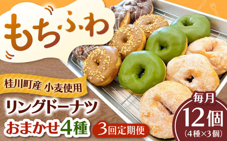 [全3回定期便]ふわもちリングドーナツ おまかせ12個セット(4種類×3個)桂川町/PIZZERIA TUTTI[ADBH051]