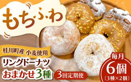 [全3回定期便]ふわもちリングドーナツ おまかせ6個セット(3種×2個)桂川町/PIZZERIA TUTTI[ADBH054]
