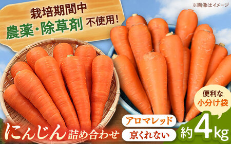 [栽培期間中農薬不使用] 人参2種詰め合わせ(アロマレッド・京くれない)(計10袋) 合鴨家族 古野農場/桂川町 [ADAL017] 人参 ニンジン 野菜