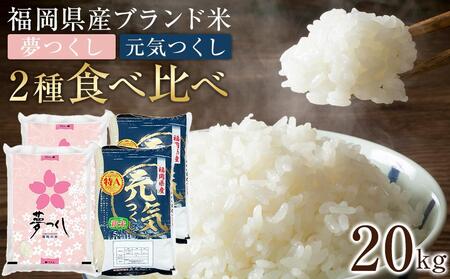 [令和7年産]福岡県産米食べ比べ 白米セット「夢つくし」「元気つくし」2種類 計20kg [米 お米 夢つくし こめ 福岡県 白米 お米 人気 国産 元気つくし 食べ比べ こめ 福岡県 人気 国産 米白 ]