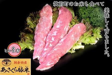 あさくら豚米 ヒレ3本 約1kg[豚 豚肉 肉 お肉 にく ヒレ ひれ 豚ヒレ 豚米 食品 筑前町 朝倉市産 人気 おすすめ 送料無料 ギフト AD004]