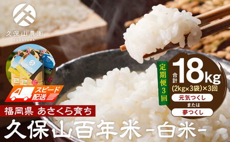 [特別栽培米]久保山百年米-白米(2kg×3袋)計6kg[定期便3回]