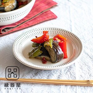 小石原焼 カネハ窯 飛び鉋プレート[中](白×白ツヤ) AA39-S