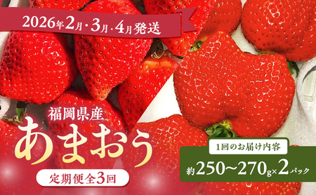 あまおう 定期便 3回 [定期便]あまおう2パック×3回(2月、3月、4月発送) イチゴ 苺 いちご 果物 福岡県産 ※配送不可:離島