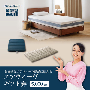 エアウィーヴ ギフト券(5000円分)[エアウィーヴオンラインストアで使える][エアウィーヴ エアウィーブ 寝具 人気 おすすめ 割引 チケット クーポン ギフト 商品券 優待券 プレゼント 割引券]