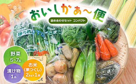 おいしかぁ〜便 詰め合わせセット(1〜2人暮らし向け)コンパクト 野菜 やさい 米 新鮮 新鮮野菜 家庭用 新鮮 福岡県 大刀洗町