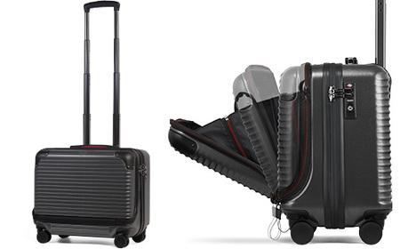 [PROEVO-AVANT] 横型フロントオープン スーツケース 機内持ち込み対応 S (ブラックカーボン) [10022A]　AY220