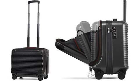 [PROEVO-AVANT] 横型フロントオープン スーツケース 機内持ち込み対応 S (エンボス/ブラック) [10022A]　AY221 