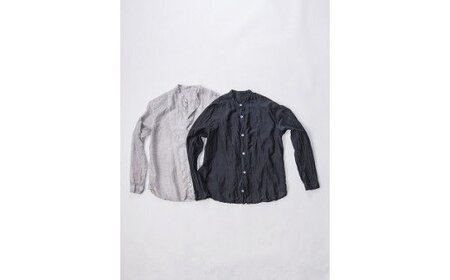 手染めシルクコットン切替シャツ サイズ1 BLACK(泥藍染)