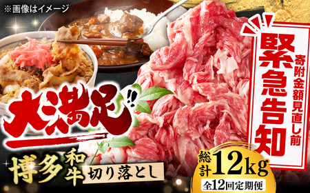 [12回定期便][たっぷり満腹]博多和牛 切り落とし 1000g(500g×2P) 肉 切り落とし にく 牛肉 切り落とし ニク 肉 切り落とし にく 牛肉 切り落とし ニク 肉 切り落とし にく 牛肉 [AFBO080]