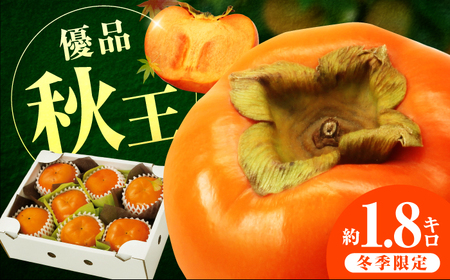 [10月上旬-11月上旬までに発送予定]福岡限定オリジナルブランド甘柿 秋王 優品 約1.8kg(5玉-7玉入) 広川町 / 亀井通産(株)[AFAR034]
