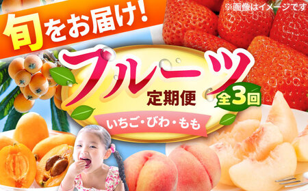 【3回定期便】フルーツ定期便（あまおう/びわ/桃） 広川町 / JAふくおか八女農産物直売所どろや[AFAB089]