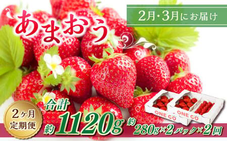 [2ヶ月定期便]エコファーマー あまおう (約280g×2パック)×2回 計約1120g[数量限定][2026年2月上旬から3月下旬順次発送] いちご 苺 イチゴ ベリー 果物 フルーツ お取り寄せ デザート おやつ