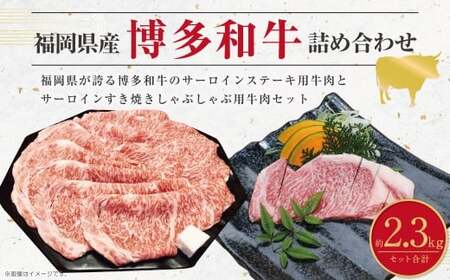 博多和牛のサーロインのステーキ用と薄切り肉詰め合わせ 計約2.3kg 博多和牛 国産牛 黒毛和牛 黒毛和種 牛肉 サーロイン 肉 ステーキ 薄切り スライス お肉 詰め合わせ 詰合せ セット 九州 福岡県 香春町 冷凍
