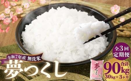 【3ヶ月定期便】 無洗米 食味鑑定士厳選 夢つくし 30kg（5kg×6袋）×3回 計90kg お米 米 白米 食品 ご飯 飯 九州 福岡県 香春町 令和7年