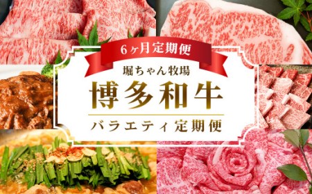 [6ヶ月定期便] 堀ちゃん牧場 博多和牛 バラエティ セット 定期便 牛肉 スライス ステーキ