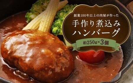 創業100年以上の肉屋が作ったこだわりの【冷凍】手作り煮込みハンバーグ 3個入り 手作り 煮込み ハンバーグ ソース お肉 肉 おかず 惣菜 老舗 3個