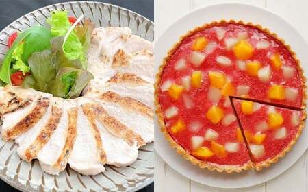 はかた地どりローストチキン2kg・あまおうタルト6号(18cm) 4〜6人 ローストチキン 鶏肉 お肉 あまおう タルト スイーツ おやつ セット 冷凍 福岡県 糸田町