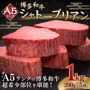A5等級 博多和牛 ヒレシャトーブリアン [ダイヤモンドカット] 200g×5枚 牛肉 和牛 ステーキ