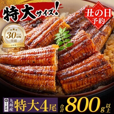 Z61-74R01 寄附額改定↓↓ 丑の日7/25までにお届け 国産 うなぎ 蒲焼特大サイズ4尾（計800g以上）うなぎ 丑の日