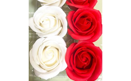 赤×白:Flower balloon ( フラワー バルーン ) ソープ フラワー 5本 置き型タイプ 韓国 お花 贈り物