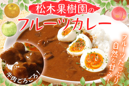 松木果樹園のフルーツカレー3箱(1人前×3箱)果物 りんご 梨 桃 むなかた牛 牛肉 レトルト ギフト