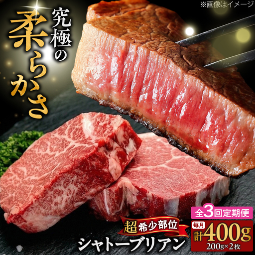 [全3回定期便]博多和牛 牛肉 ヒレ シャトーブリアン 400g(200g×2)[BGBY080] シャトーブリアン ステーキ
