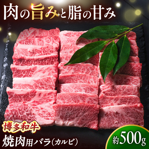 博多和牛 牛肉 焼き肉 バラ (カルビ) 500g [BGBY013] 牛肉 焼肉用