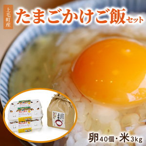 上毛町産の「たまごかけご飯セット」（卵40個・米3kg）（専用醤油なし版） _C01807
