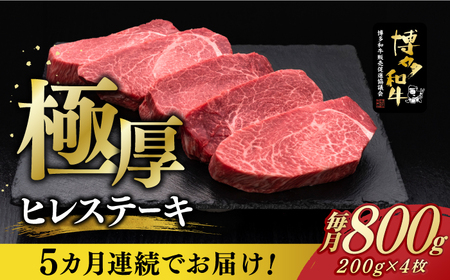 [全5回定期便]博多和牛 厚切り ヒレ ステーキ 200g × 4枚[築上町][久田精肉店] [ABCL109] 400000円 40万円