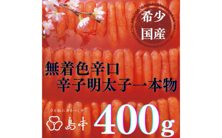 [博多辛子明太子の島本]希少国産卵・辛口辛子明太子一本物400g ≪築上町≫[株式会社島本食品]めんたいこ たらこ 明太子 国内産 無着色 1本物[ABCR010]