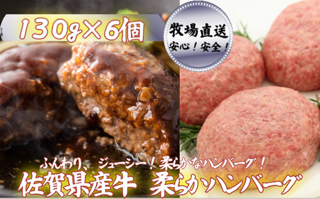 [牧場直送]佐賀産牛柔らかハンバーグ 6個:B120-057